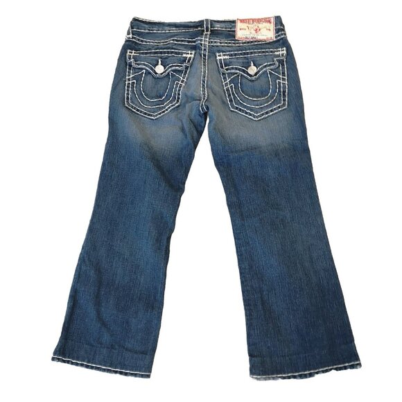 True Religion Billy Super T Jeans 34 x 28.5 Inseam Big White Stitch Blue NICE - Picture 7 of 13